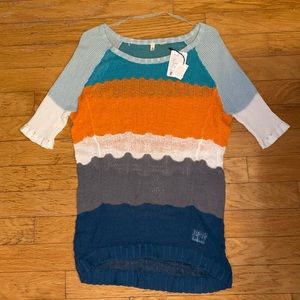 NWT Anthropologie Colorful Wave Sweater Size Small